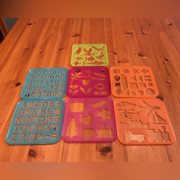 Tupperware Other - TUPPERWARE STENCIL LARGE SET OF 7 LETTER NUMBER WILDLIFE VEHICLES SHAPES HOLIDAY
